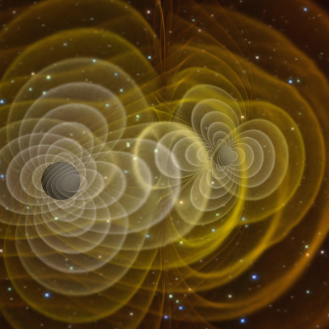 Elegant but elusive. Simulation of merging black holes showing gravitational waves. Credit: NASA/ESA/wikimedia
